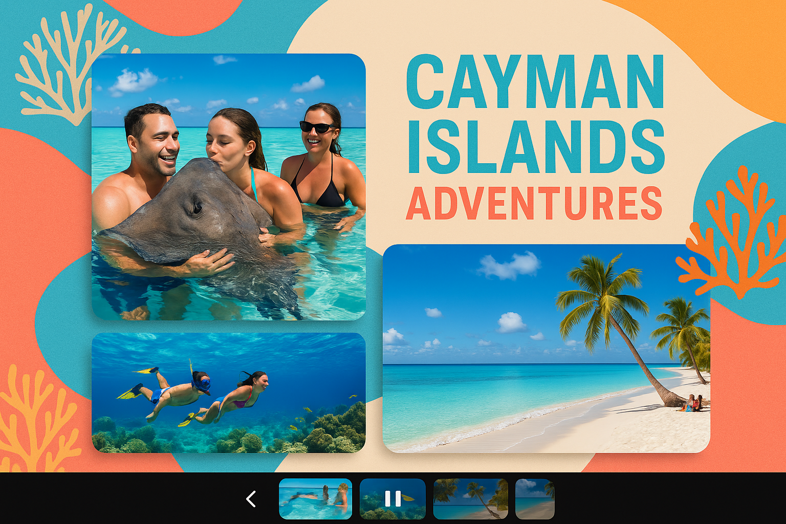 slideshow of fun excursions - stingray city, snorkeling, enjoying the beach